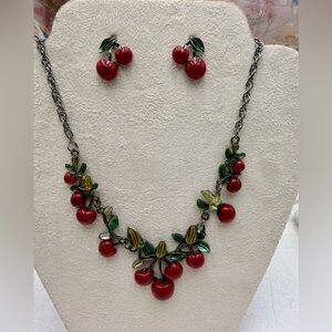 Cherry orchard NecklaceAdd and Pierced earrings